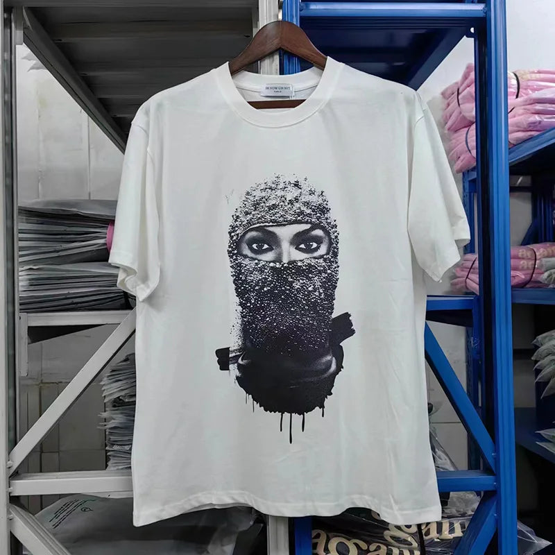 Glitchcore Fashion – High Quality Ih Nom Uh Nit T Shirt Masked Men Letter Printin – Urban Streetwear for Men & Women