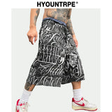 hip hop sweatpants mens pants streetwear harajuku printed drawstring capris pants fashion loose trousers casual baggy joggers urban active pants