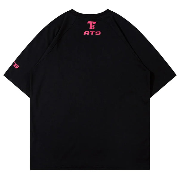 Vaporwave Graphic tee – Men Harajuku High Street T Shirt Patchwork Contrasted Raglan