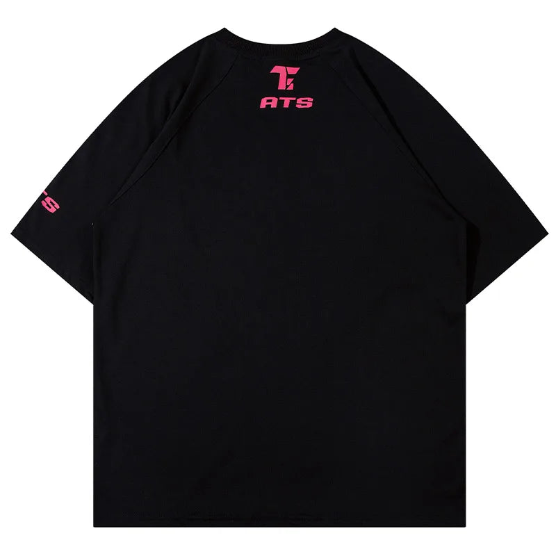 Vaporwave Graphic tee – Men Harajuku High Street T Shirt Patchwork Contrasted Raglan