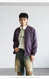 leather panel bomber, high-street look - comfortable cotton fit with bold prints