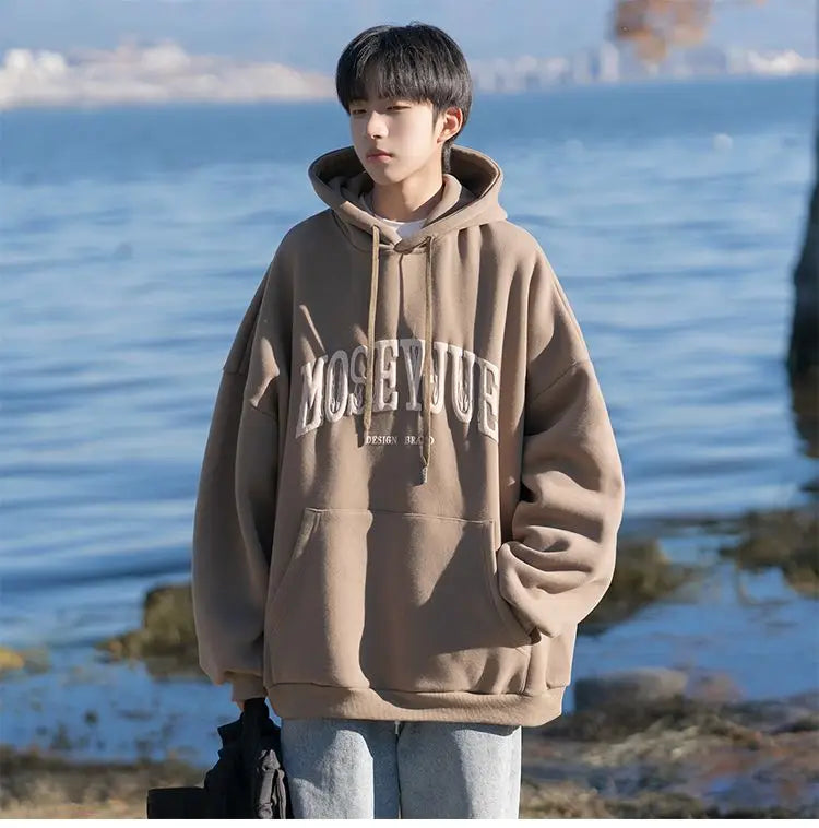Spring and Autumn Trendy Hip Hop American High Street Men and Women Retro Letter Printed Hoodie Couple Loose Casual Top y2k
