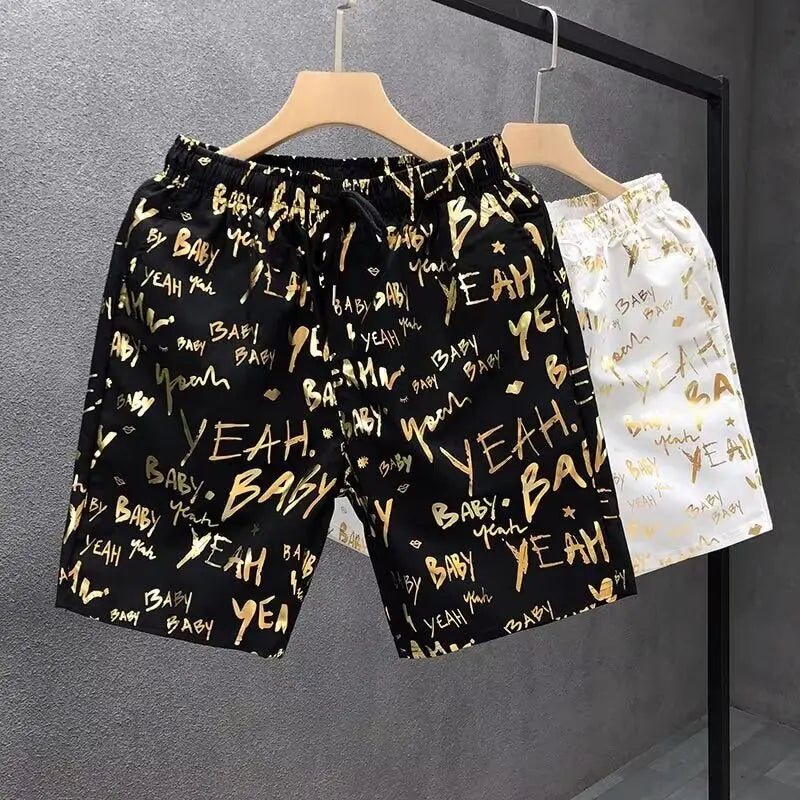 Gold Luxury Swimwear Shorts Breathable Surf Board Shorts Men's Vacation Beach Shorts Quick Dry Swimsuit Summer Sports Trunks Boy
