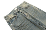 mens vintage ripped jeans distressed hole blue flared jeans trousers luxury designer male denim pants unique jeans style 1632