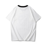 Summer Short Sleeved Men'S Military Retro Cavalry Division Letter Printing Casual Cotton Breathable Color Matching Round Neck