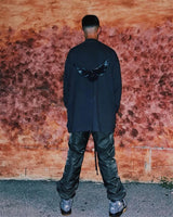 Y2k Tribal flame – Kanye White Pigeon Washed Old Vintage Loose Sleeve Round Nec