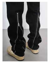back zipper open cargo denim pants casual biker jeans fashion streetwear trousers hip hop flare pants joggers y2k men s jeans unique joggers style 3786