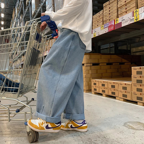 men wide leg jeans loose straight baggy denim pant mens womens streetwear skateboard pants oversized hip hop casual trousers vintage washed jeans