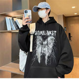 New Gothic Butterfly Printed Hooded Sweatshirt For Men Y2K Harajuku Fa