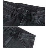 men retro fashion streetwear loose casual plus size straight denim cargo jeans pants man black gray jeans trousers unique cargo style 1977