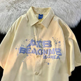 American retro letter printed short sleeved men and women summer new loose hip-hop personalized casual shirt top harajuku y2k
