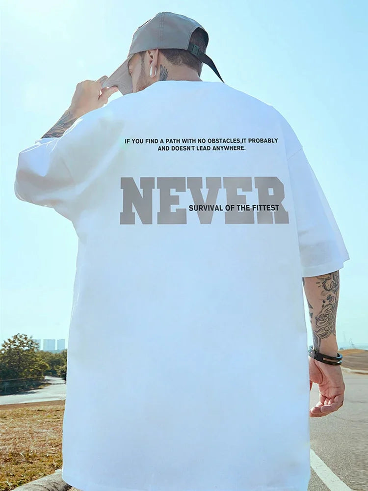 Gothic Aesthetic drop – High Street Letter Never Printed Male T Shirt Summer Cotton