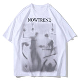 Glitchcore Fashion – Aolamegs Men Gothic Demon Ghost Print Oversized T Shirt Punk – Modern Streetwear for Everyone