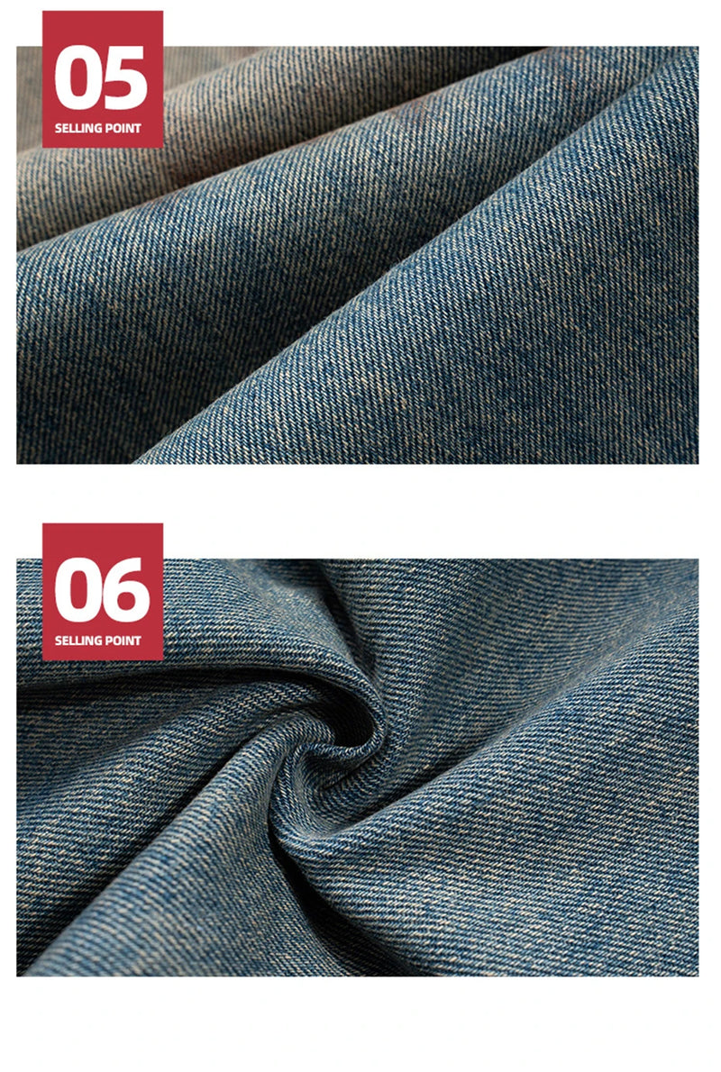 vintage blue dirty baggy jeans men hi street straight denim pants streetwear hip hop loose jeans trousers unique jeans style 1436
