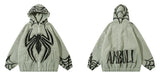 mens harajuku spider graffiti fleece jackets and coats hairy zipper hooded outerwear warm streetwear parkas loose bomber jack - variant style 53f8a8 for streetwear fashion