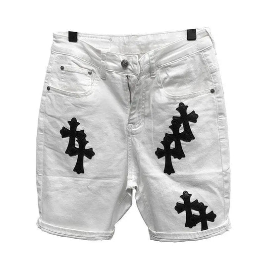 Summer Cotton Elastic Shorts Men's American Style Street Fashion Brand Embroidered