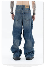 2024 autumn and winter new wave pants wash do old outline jeans unique jeans style 6270