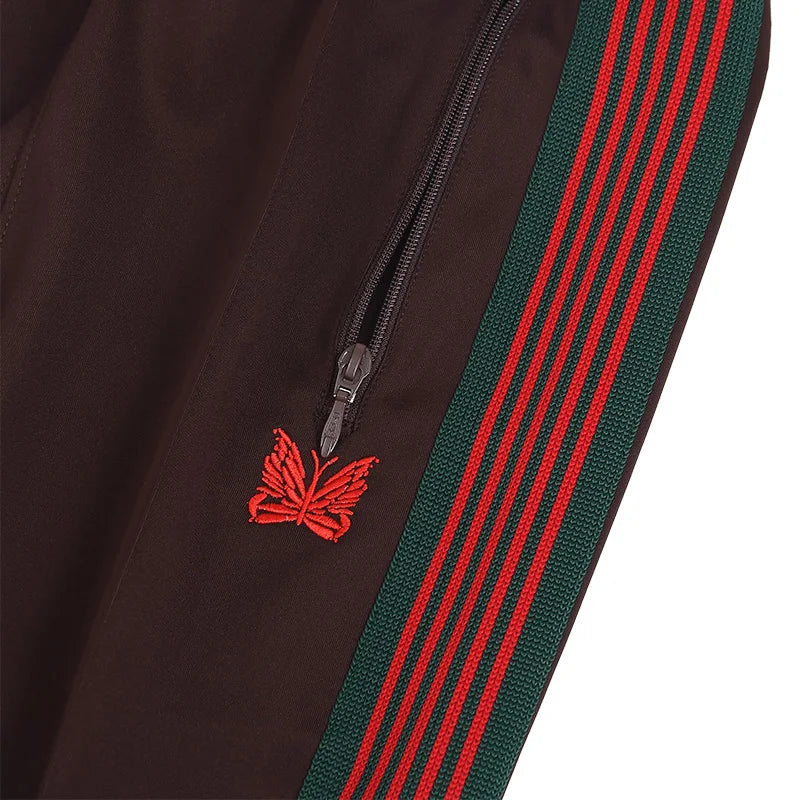 rose red embroidery pants casual men woman loose retro side edge weaving sweatpants trousers straight leg pants unique joggers style 4937