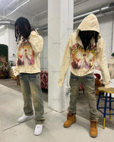 European And American Retro Zipper Hoodie Men Y2K Letter Graffiti Prin