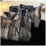 fashion - high material premium essential bb4622 casual fit hip image graphic print unisex everyday style streetwear spring-fall-plaid-jacket-vintage-lapel-jacket-racing-jackets-pu-leather-zipper-coat-loose-mens-jacket-harajuku-couple-outerwear hop oversized design style urban wear quality streetwear design ID 2028d
