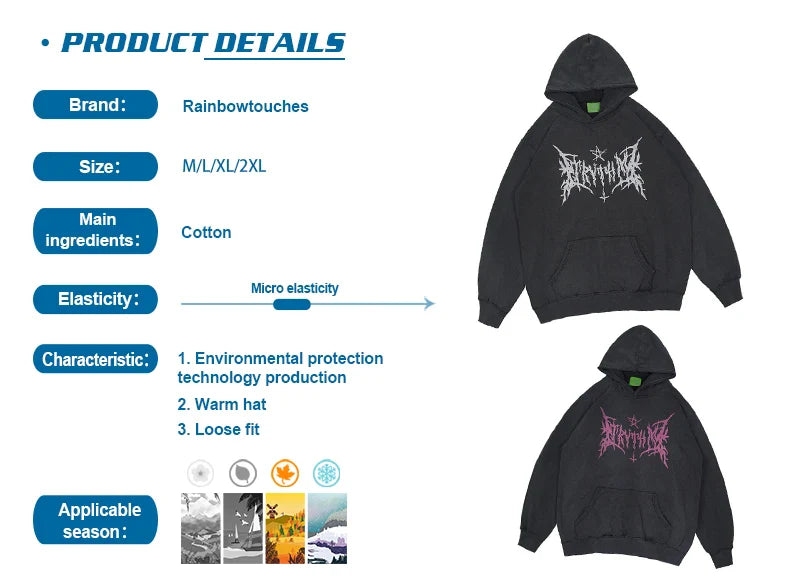 rainbowtouches cotton hoodies men high street graphic skull print anime hoodie oversized hip hop trend coat unisex essentials trendy hip hop style outerwear, aesthetic street look hoodie, streetwear fashion hoodie