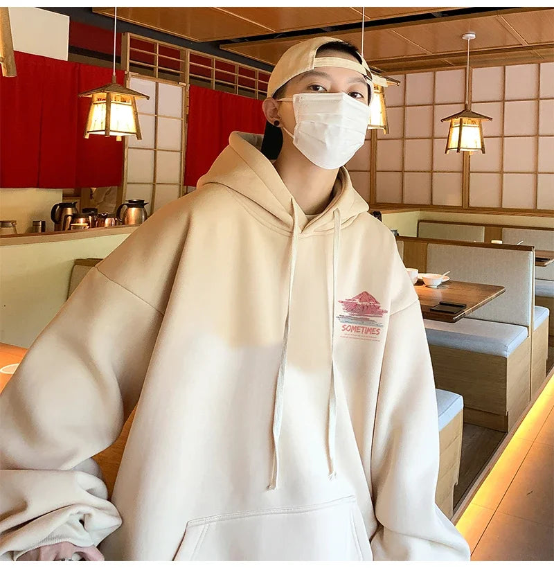 Mens Oversized Hoodie White With Hat 5Xl Plain Hoodies Oversize For Me