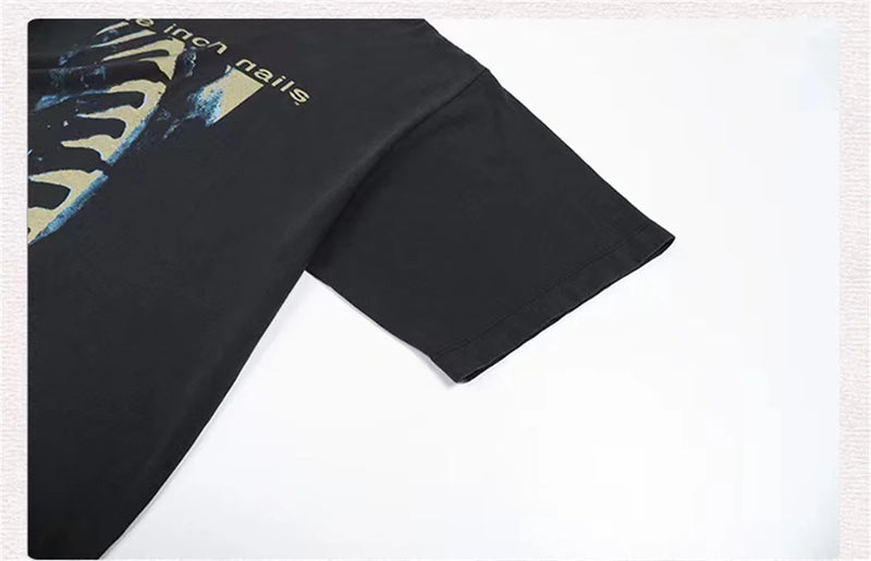 gothic vintage t-shirt featuring vintage retro rock band t shirt high street casual loose t shirt tops