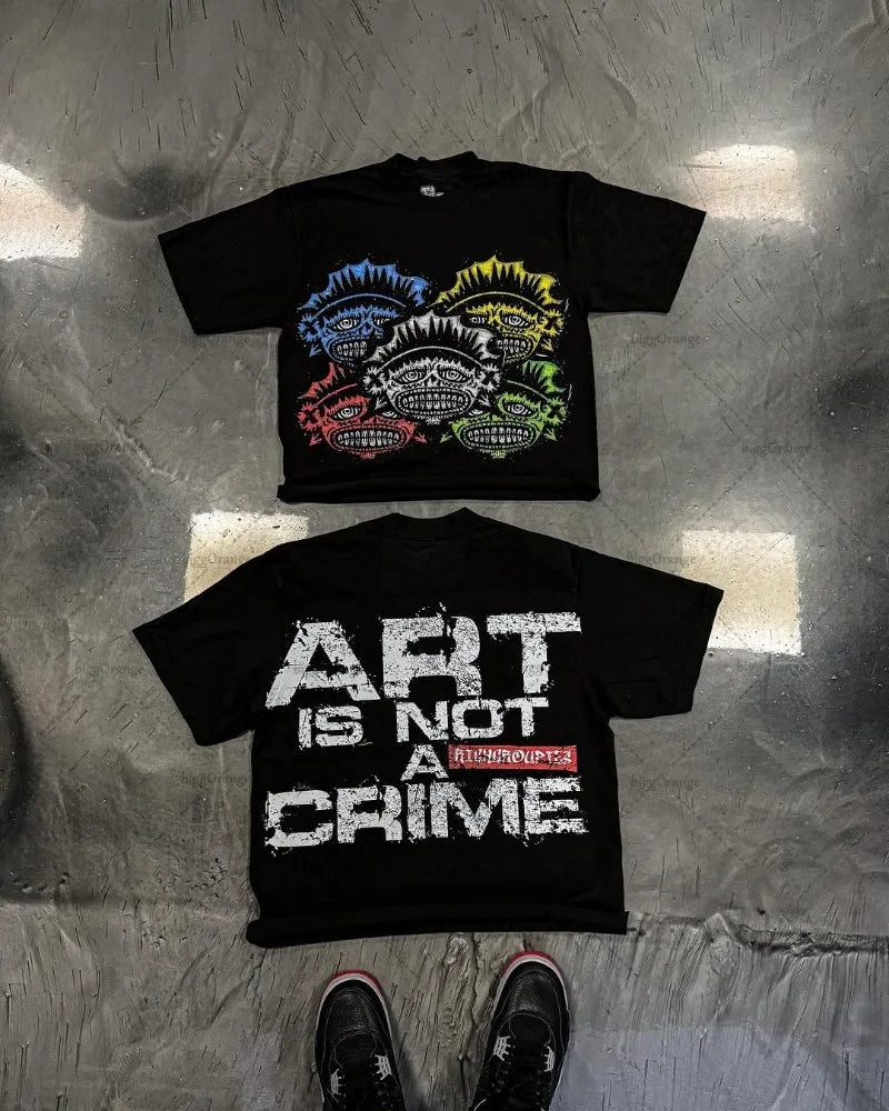 Sadcore Oversized shirt – European And American New Street Clothing Letter Portrait Pr