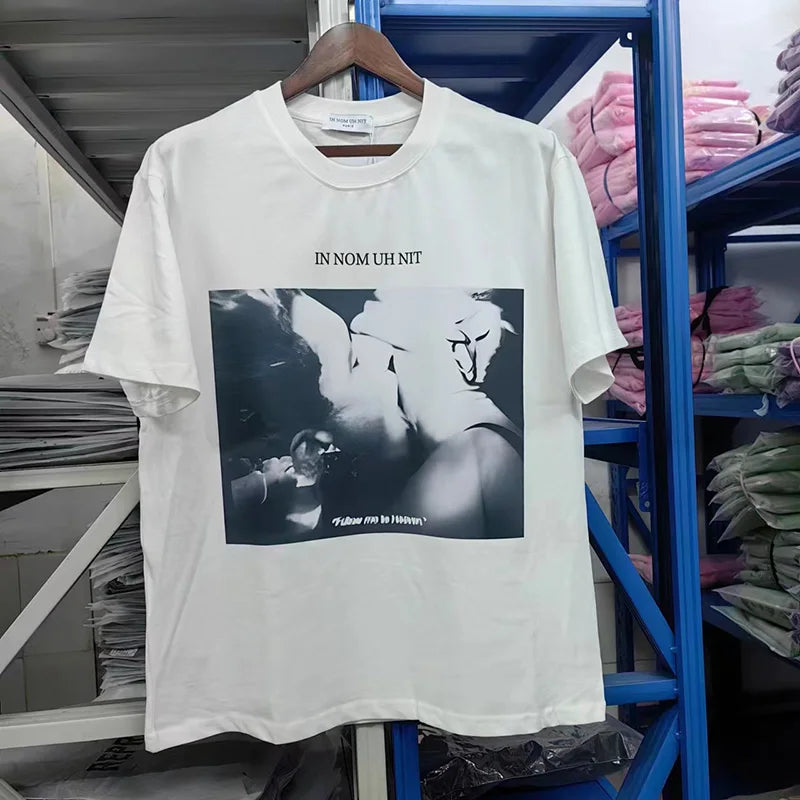 Glitchcore Fashion – High Quality Ih Nom Uh Nit T Shirt Masked Men Letter Printin – Urban Streetwear for Men & Women