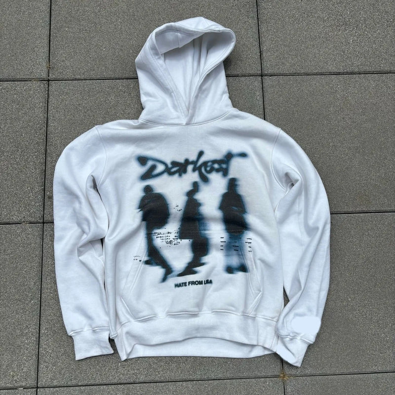 Y2k Winter Long Sleeved Hoodie Sweatshirt Oversized Winter Clothes Streetwear Y2k Vintage Punk Graffiti Print Top School Ootd