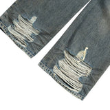 vintage men jeans blue baggy denim pants dirty washed retro loose straight jeans trousers stacked flare jeans