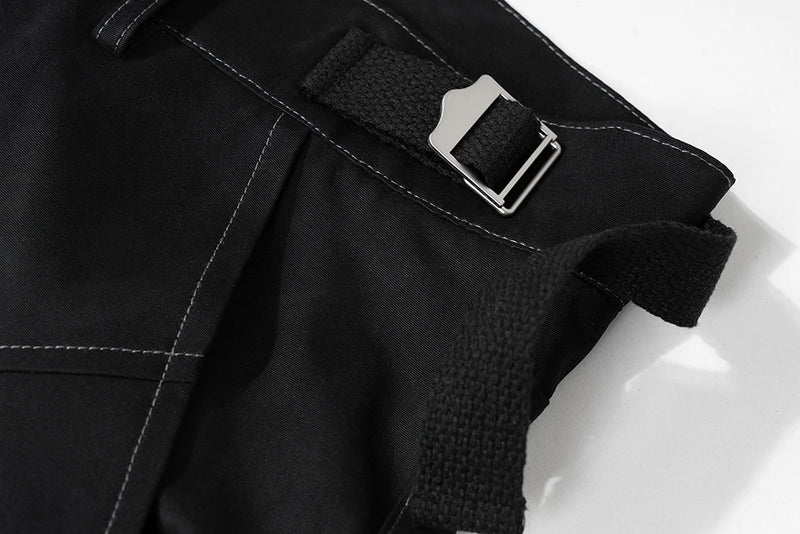 functional multi pockets overalls pantalones hombre baggy mens black cargo pants y2k streetwear loose baggy trousers oversized unique cargo style 890