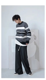 varsity flame pullover for men with bold graphic knit design, perfect for 2025 fashion, street fashion menswear trend for sea