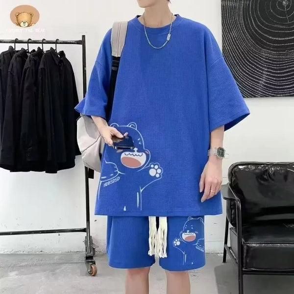 Trapwear Graphic tee – Summer Man Tracksuit Japan Cartoon Streetwear Hip Hop Rock C