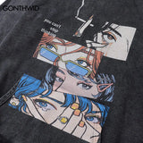 Vintage Hoodie Streetwear Y2K Hip Hop Japanese Anime Girl Print Oversi