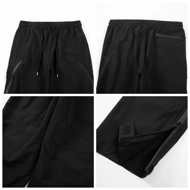 american street wear machine oversized joggers pants rubber side zipper nylon casual pants harajuku mens black track pants unique joggers style 3789