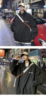 Mens Coat Spring And Autumn Stand Up Collar Half Zipper Oversize High