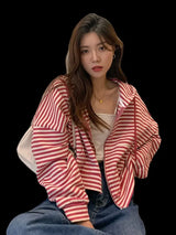 Autumn And Winter New Korean Style Ins Casual Sports Style Striped Hoo