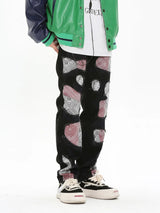 patchwork harajuku denim jeans mens zipper jeans hip hop fashion streetwear new casual straight joggers pants jeans for men relaxed fit joggers