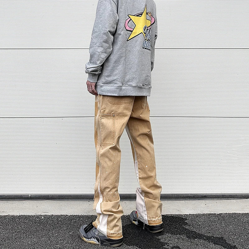 color washed denim mens jeans pants fashion graffiti patchwork loose biker red jeans streetwear hip hop casual straight pants unique jeans style 5177