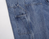 2024 new fashion blue pockets jeans for men and women streetwear casual cargo pants washed solid color denim trousers oversized multi-pocket cargos