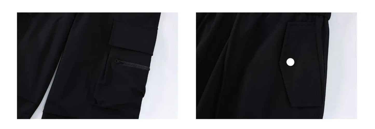 fashion loose streetwear cargo pant unisex casual multi pocket wide legs drewstring trousers hip hop joggers mens baggy pants unique joggers style 5084