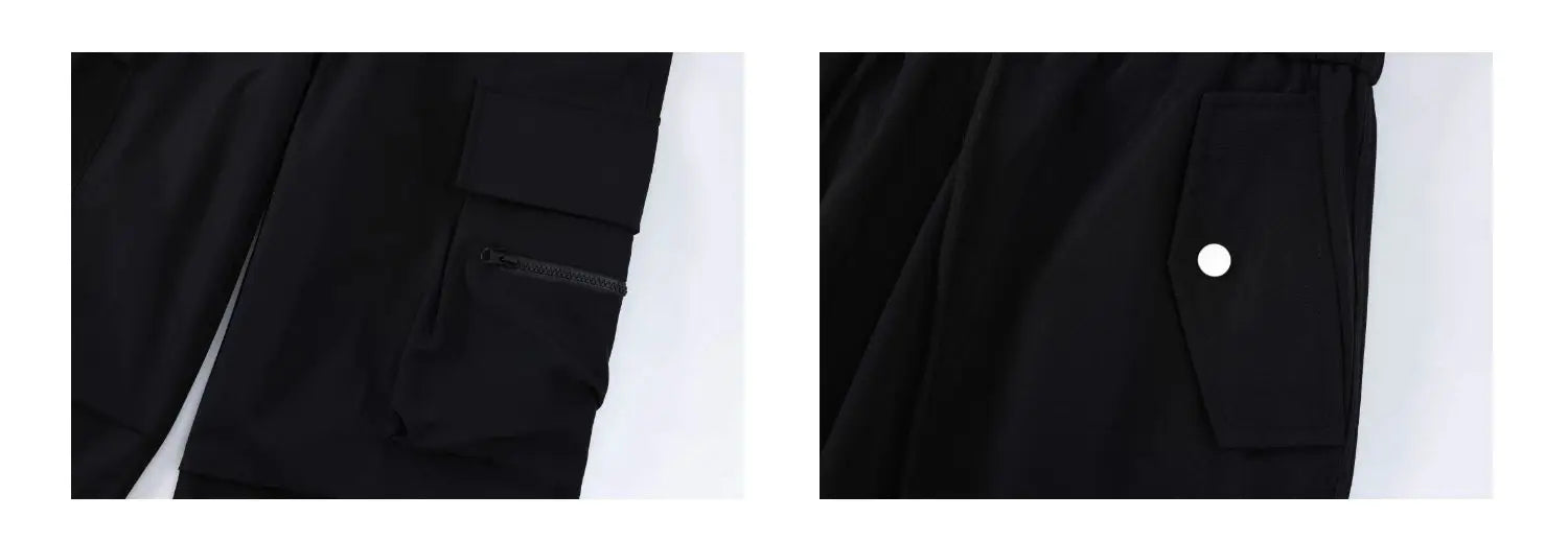 fashion loose streetwear cargo pant unisex casual multi pocket wide legs drewstring trousers hip hop joggers mens baggy pants unique joggers style 5084