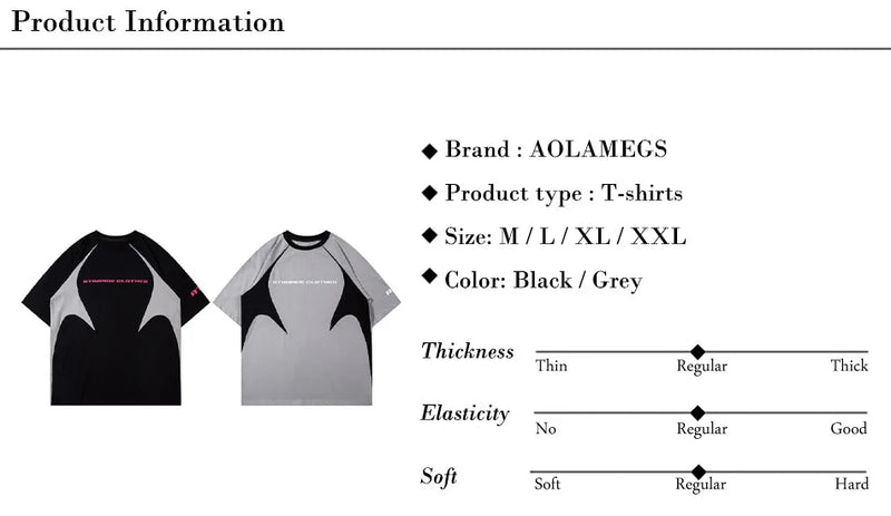 Vaporwave Graphic tee – Men Harajuku High Street T Shirt Patchwork Contrasted Raglan