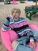 oversized knit pullover, fall/winter fashion, soft knit pullover with flame design, y2k fashion statement