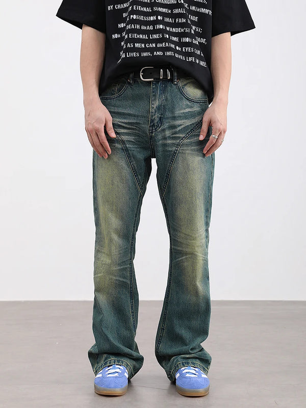 retro washed denim baggy jeans pants unisex hip hop fashion streetwear harajuku patchwork loose flare straight pants joggers men sporty tapered joggers