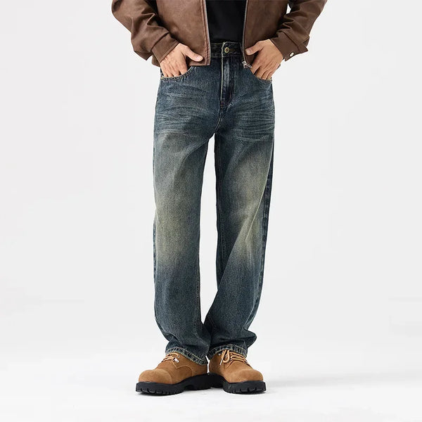 mens streetwear fashion loose casual plus size straight wide leg denim baggy jeans pants boyfriend jeans trousers urban skinny jeans