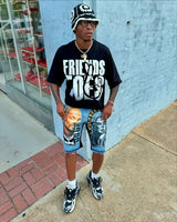 Anime Vintage print – Retro Gothic Letter Pattern Printed Oversized T Shirt Mens F