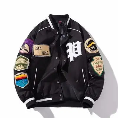 leather varsity coat, fall winter style, men's streetwear fashion, oversized urban jacket, high quality cold-weather coat