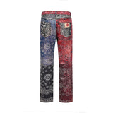 hip hop distressed paisley patchwork baggy jeans pants for men straight y2k ripped casual cargos oversized denim trousers combat utility trousers
